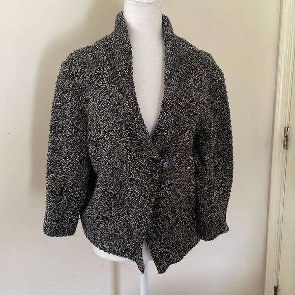 Zara chunky knit one button short cardigan, elbow sleeves shawl collar. - Picture 1 of 11